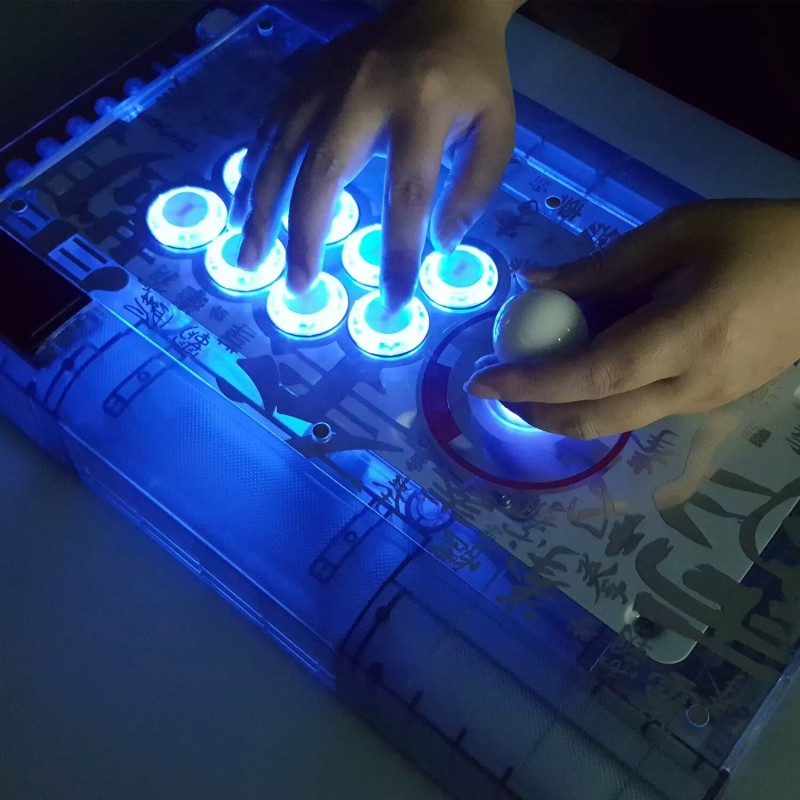 QANBA Boxing Bully Q2 Crystal Crystal Arcade Gaming Joystick Large handle LED Dazzle Light support for PS5 PS4 PS3 PC