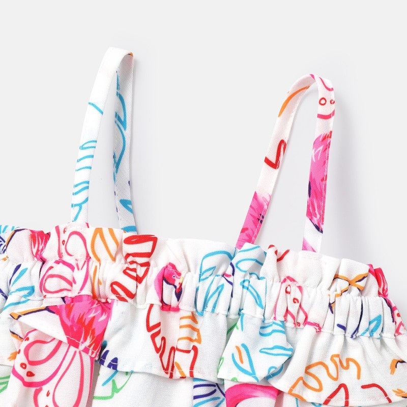 PatPat 2pcs Baby Girl Floral Print Ruffled Camisole and Shorts Set