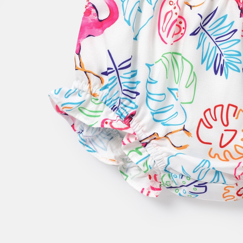 PatPat 2pcs Baby Girl Floral Print Ruffled Camisole and Shorts Set