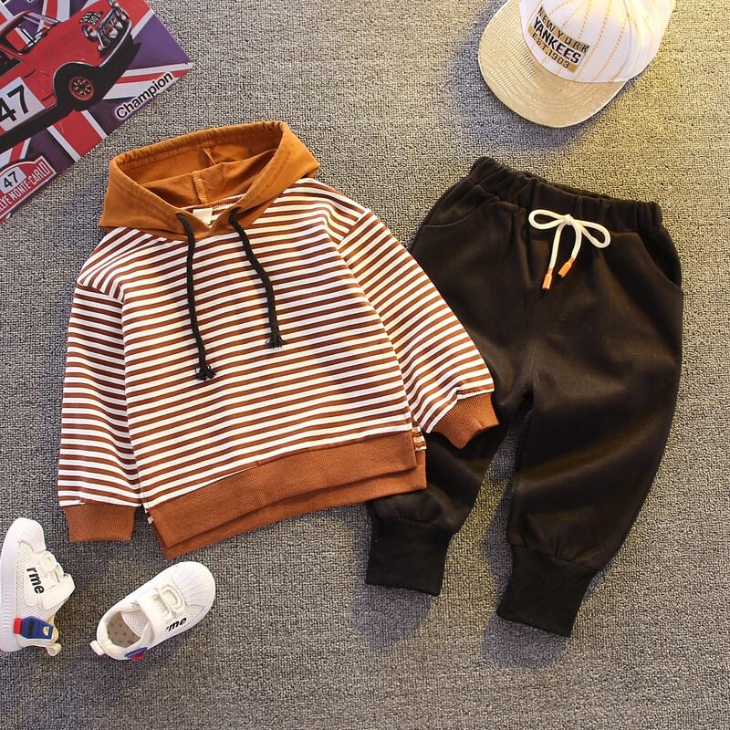 Spring Autumn Children Baby Boys Girls Clothes Cotton strips Hoodies Pants 2Pcs/sets Infant Kid Fashion Toddler Casual Tracksuit