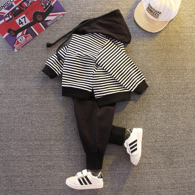 Spring Autumn Children Baby Boys Girls Clothes Cotton strips Hoodies Pants 2Pcs/sets Infant Kid Fashion Toddler Casual Tracksuit