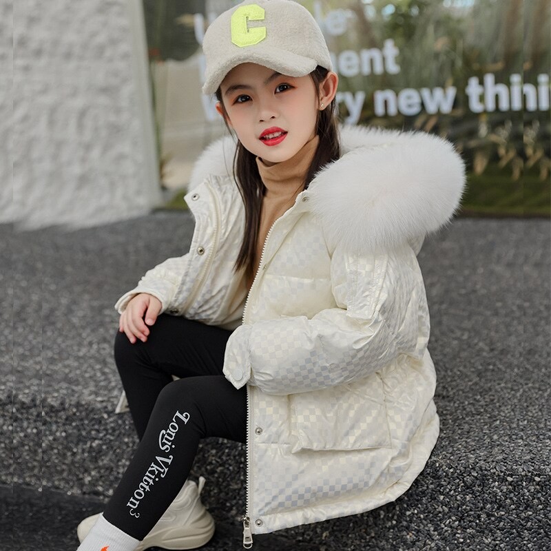 Girls Thick Coat Warm  Parkas Kids Outwear Snow Wear Zipper Overcoat Children Loose Winter Hooded Cotton Padded  Jacket