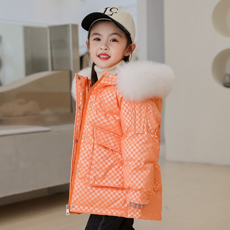 Girls Thick Coat Warm  Parkas Kids Outwear Snow Wear Zipper Overcoat Children Loose Winter Hooded Cotton Padded  Jacket