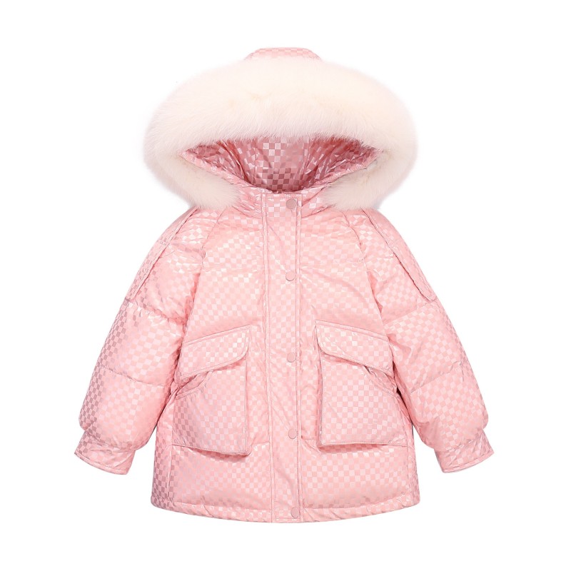 Girls Thick Coat Warm  Parkas Kids Outwear Snow Wear Zipper Overcoat Children Loose Winter Hooded Cotton Padded  Jacket