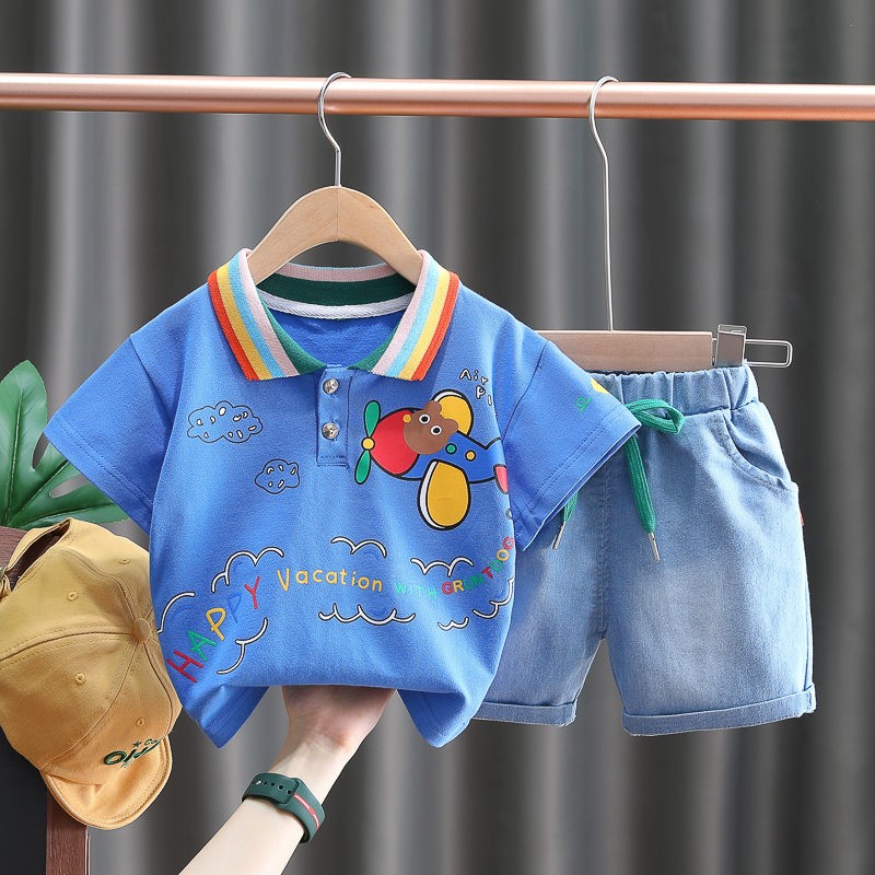 Children Cotton Baby Boys Girl Clothes Summer Car Sport T-shirt Shorts 2Pcs/sets Infant Outfit Kids Toddler Tracksuits 0-5 Years