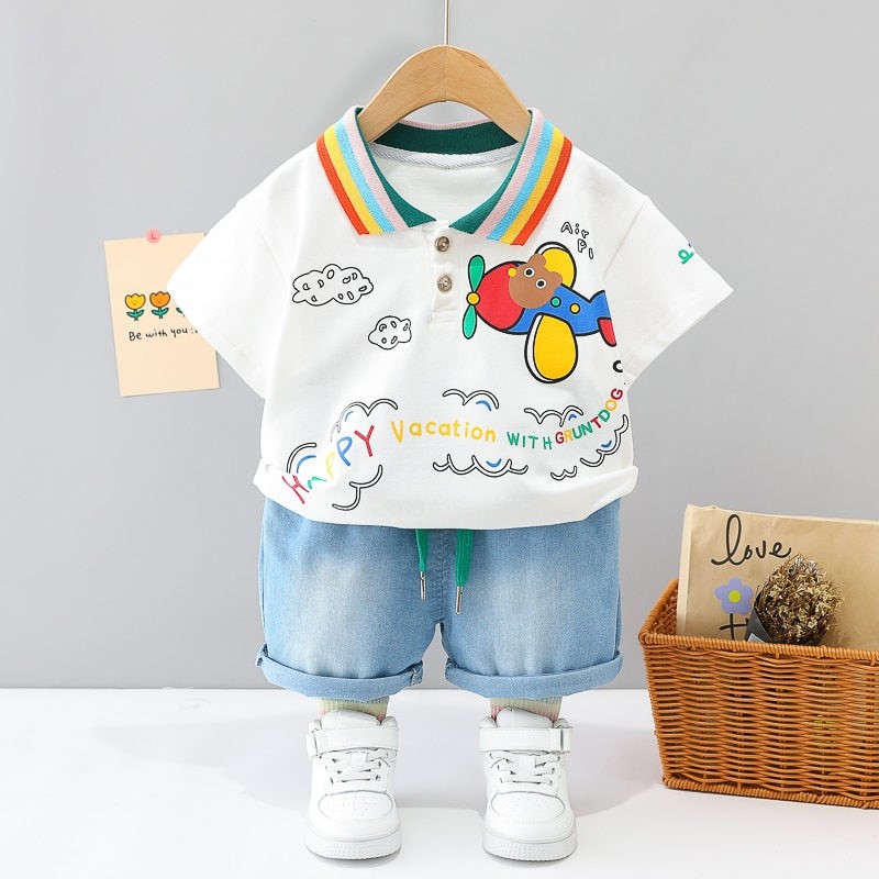 Children Cotton Baby Boys Girl Clothes Summer Car Sport T-shirt Shorts 2Pcs/sets Infant Outfit Kids Toddler Tracksuits 0-5 Years