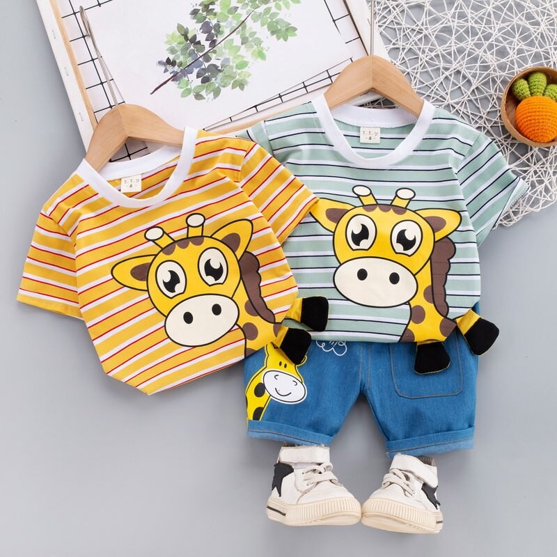 Summer Children Boys Clothing Kids Cartoon T-Shirt Shorts 2Pcs/Sets Toddler Leisure Sport Suits Baby Cotton Tracksuits 0-5 Years