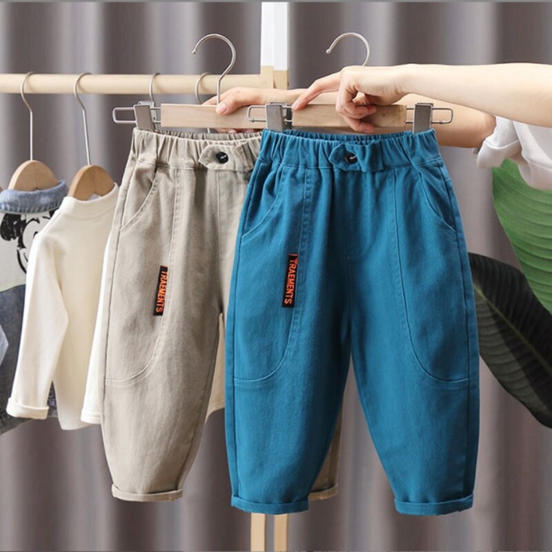 Boys Cargo Pants Winter Autumn Thick Boys Trousers Casual Kids Sport Pants Teenage Children Clothes For 1-8Year