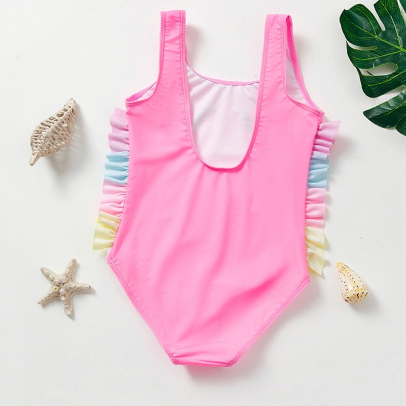 3-10 Years Girls Children's Swimsuit Color Gradient One Piece Swimsuit Kids Beach wear Bathing suit