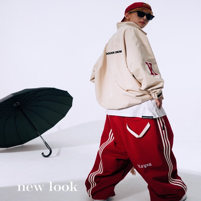 Autumn and Winter Warm Fashion Brand American Wide Leg Red Three Bars Snow Pants Mop Trousers Thick