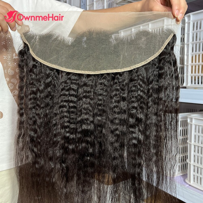 Yaki 4x4 13x4 Lace Frontal Only Brazilian Remy Hair Pre Plucked With Baby Hair Human Hair Kinky Straight Lace Frontal Closure