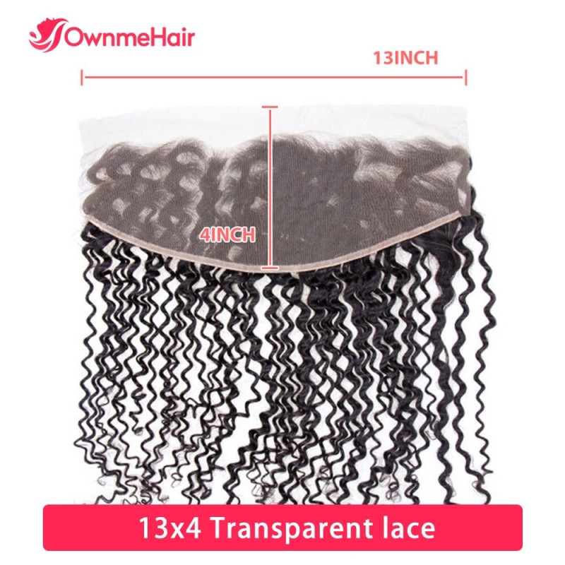 13x4 4x4 Kinky Curly Transparent Lace Frontal Closure Brazilian Human Hair Pre Plucked With Baby Hair 8-22inches 100% Human Hair