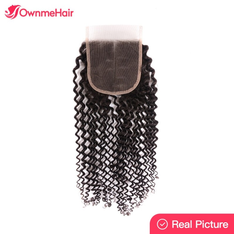 13x4 4x4 Kinky Curly Transparent Lace Frontal Closure Brazilian Human Hair Pre Plucked With Baby Hair 8-22inches 100% Human Hair