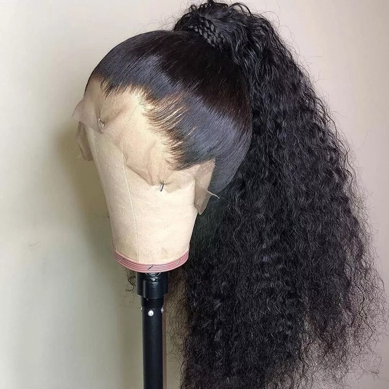26 Inches Long 180%Density Glueless Kinky Curly Preplucked Lace Front Wig With BabyHair Heat Temperature Daily Cosplay Wig