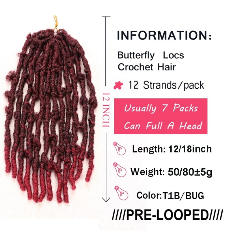 Hair Nest Butterfly Locs Crochet Hair Pre Looped Distressed Butterfly Locs Crochet Braids Soft Messy Crochet Soft Locs For Women