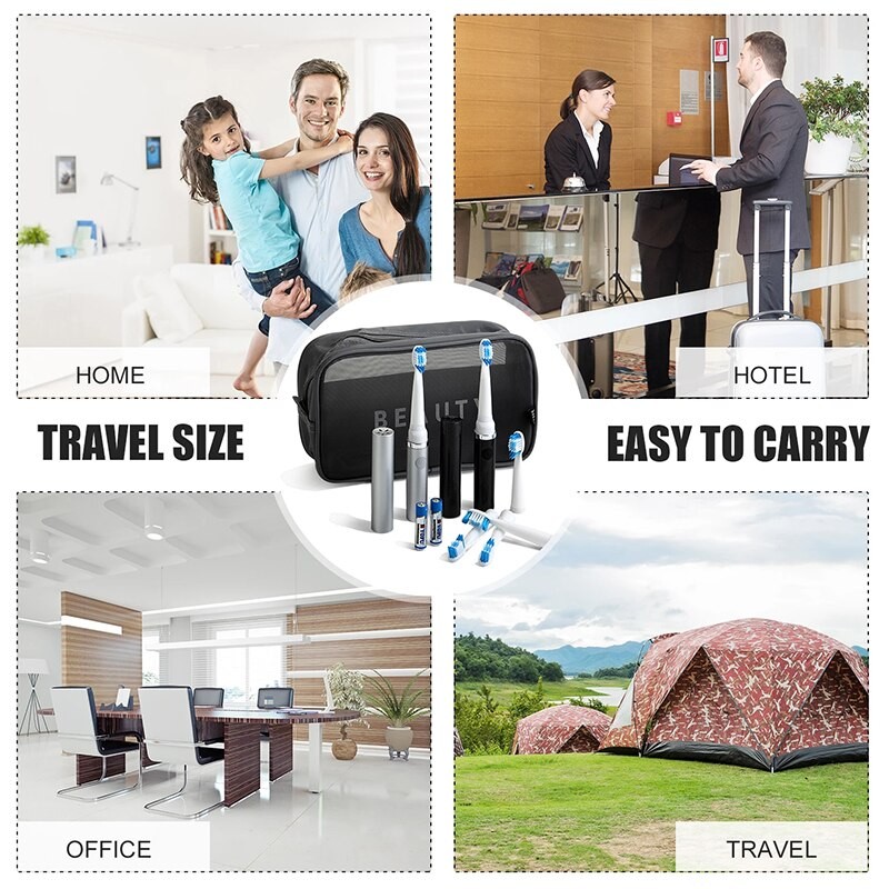 Seago Electric Toothbrush Travel Replacement Brush Heads Battery Sonic Teeth Brush Deep Clean Included Soft Bristle Waterproof