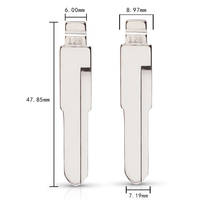 KEYYOU #128 Metal Flip KD Blank Uncut Key Blade Flip Remote Key Blade NO. 128