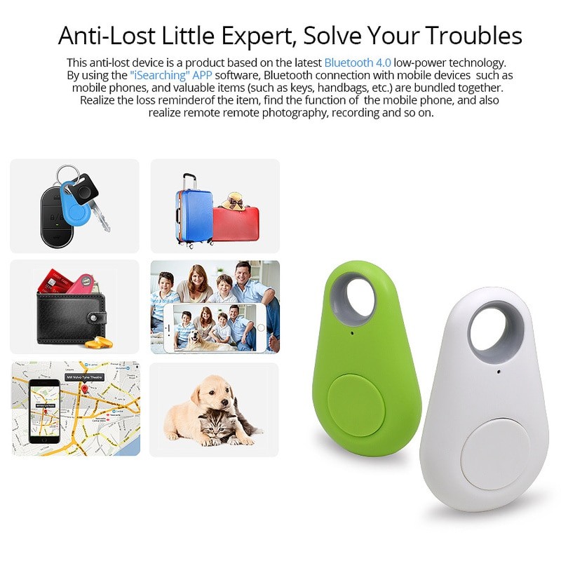 Mini Fashion Smart Dog Pets Bluetooth 4.0 GPS Tracker Anti-lost Alarm Tag Wireless Child Bag Wallet Key Finder Locator