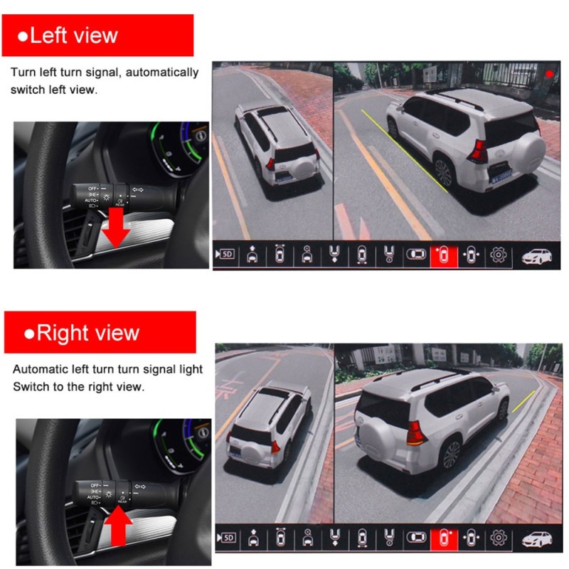 Smartour 3D 360 Degree Surround View System AHD 1080P Car Camera HD Vehicle Multi-angle Bird View 3D Camera