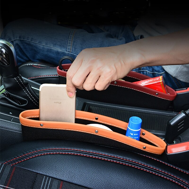 PU Leather Car Organizer Storage Car Seat Slit Gap Pocket Universal Driver Seat Catcher Cup Holder Car Interior Accessories
