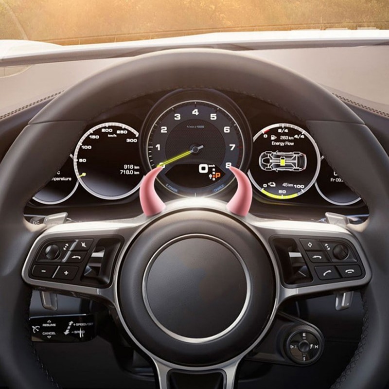 N001 3D Little Devil Horn Silicone Stickers For Woman Steering Wheel Clock Decoration Car Styling Cartoon Accessories