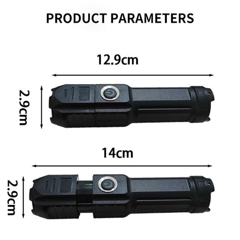 Flashlight Outdoor Lighting Lamp Telescopic Zoom Strong Light Flashlight USB Charging Small Portable Spotlight Long-Range Flood