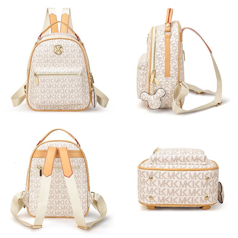 Women's Famous Brand Backpack Letter Logo Design Backpack High Quality PU Leather Bag Large Capacity Multi Functional School Bag