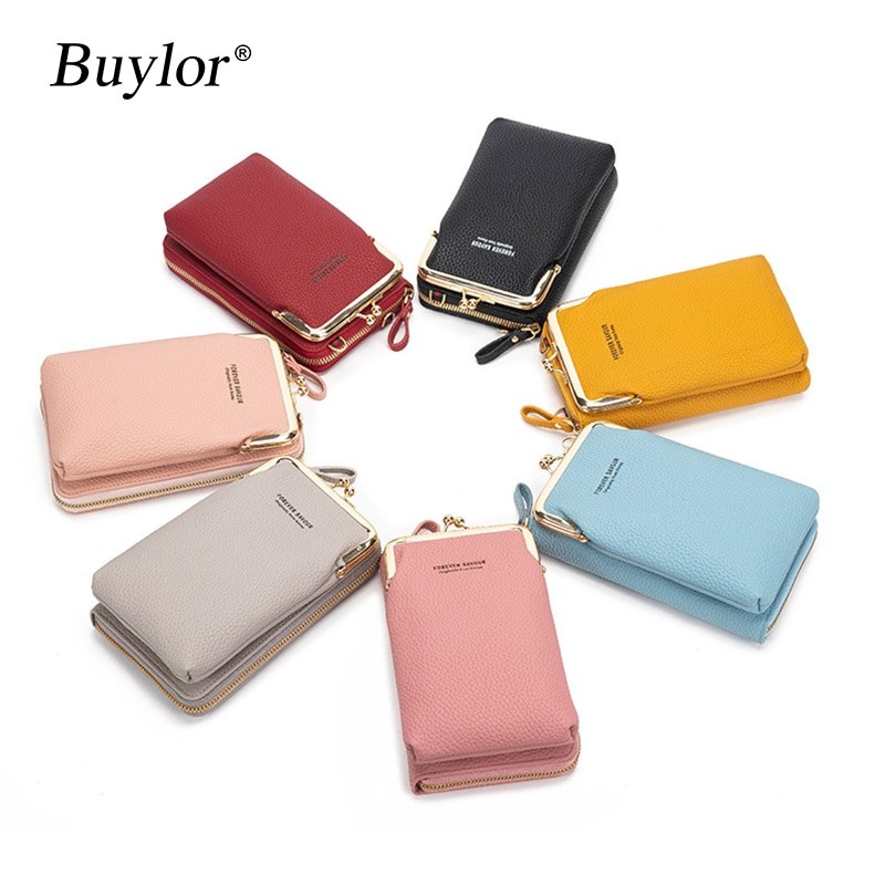 Buylor Bolsa Touch Screen Shoulder Bag Women Cell Phone Crossbody Bags Women Wallet Card Coin Purse Soft Leather Handbag Clutch