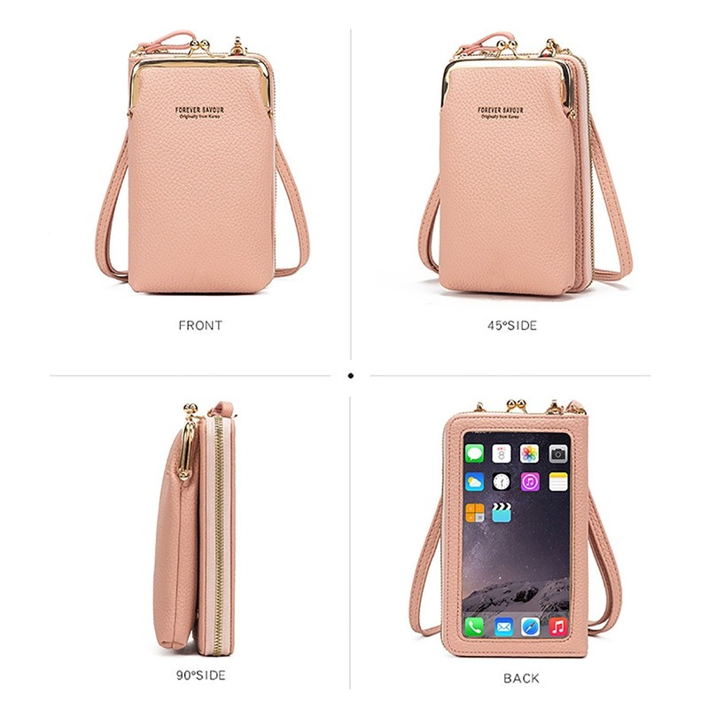 Buylor Bolsa Touch Screen Shoulder Bag Women Cell Phone Crossbody Bags Women Wallet Card Coin Purse Soft Leather Handbag Clutch