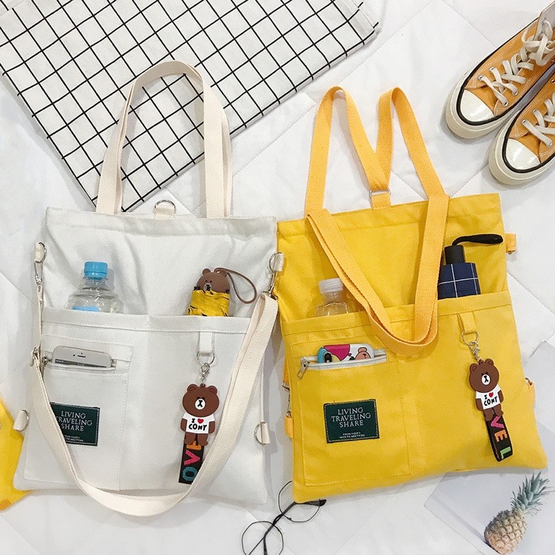 Canvas Women Handbags Shoulder Bags Large Capacity Simple Folding Shopping Tote Bag Student Book Bags for Girl