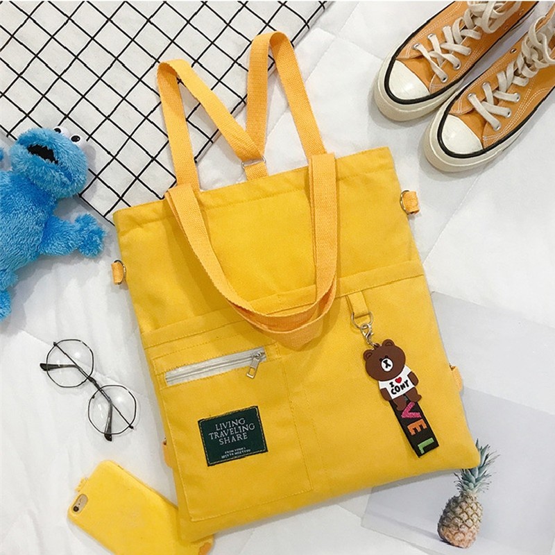 Canvas Women Handbags Shoulder Bags Large Capacity Simple Folding Shopping Tote Bag Student Book Bags for Girl