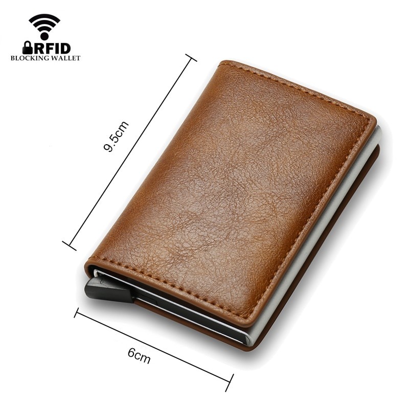 DIENQI Top Quality Wallets Men Money Bag Mini Purse Male Vintage Brown Leather Rfid Card Holder Wallet Small Smart Wallet Pocket