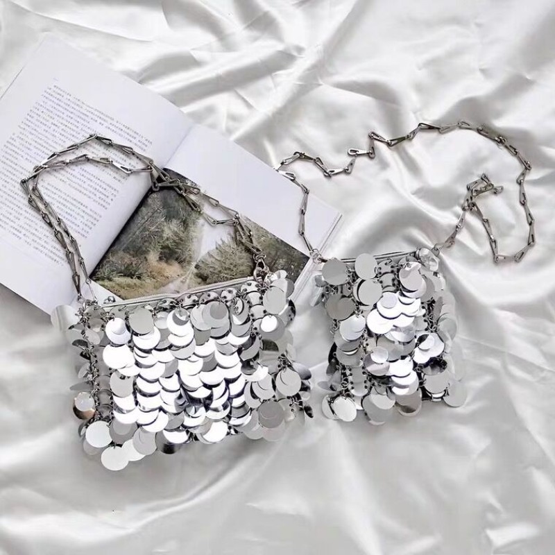 Women Mini Bag Sequins Handbags Silver Bag Women Small Tote Bag Bling Bling Fashion Lady Bucket Handbags Girls Glitter Purses