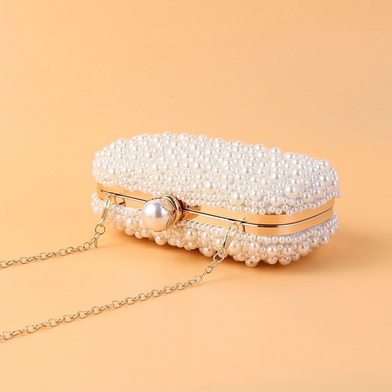 White Pearl Bridal Clutch Bags 2023 New Wedding handbag Women mini Purse Luxury Evening Party Bags chain shoulder bag B519