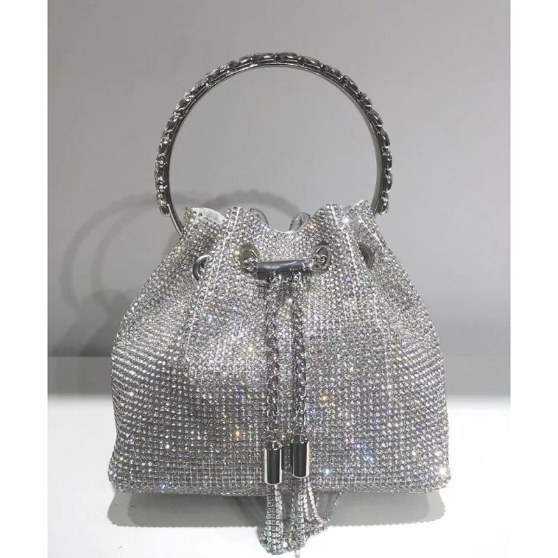 Top-Handle Rhinestones Evening Clutch Bag Purses Bucket Handbag Luxury Designer Diamonds Shoulder Shiny Crystal
