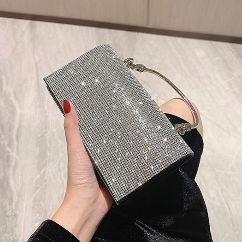 Shiny Wedding Clutch Handbag for Women Girls Glitter KTV Shoulder Bag Wedding Purses Dating Bag All-matching Evening Bag
