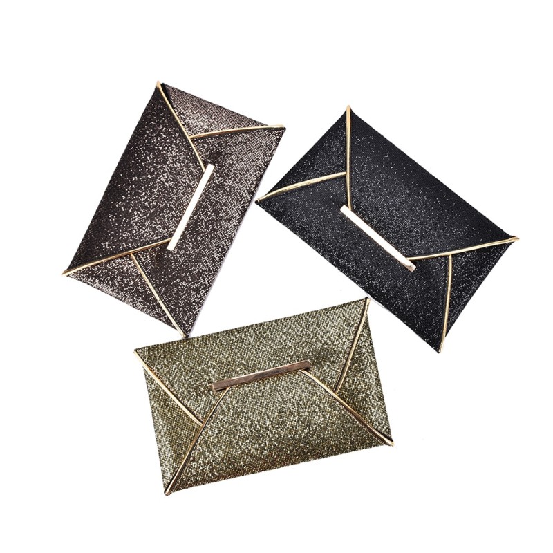 luxury brand Evening Party Bag  Clutches Women Bags Gold Sequins Envelope Bag Purse Clutch Handbags Shiny Solid Ultrathin