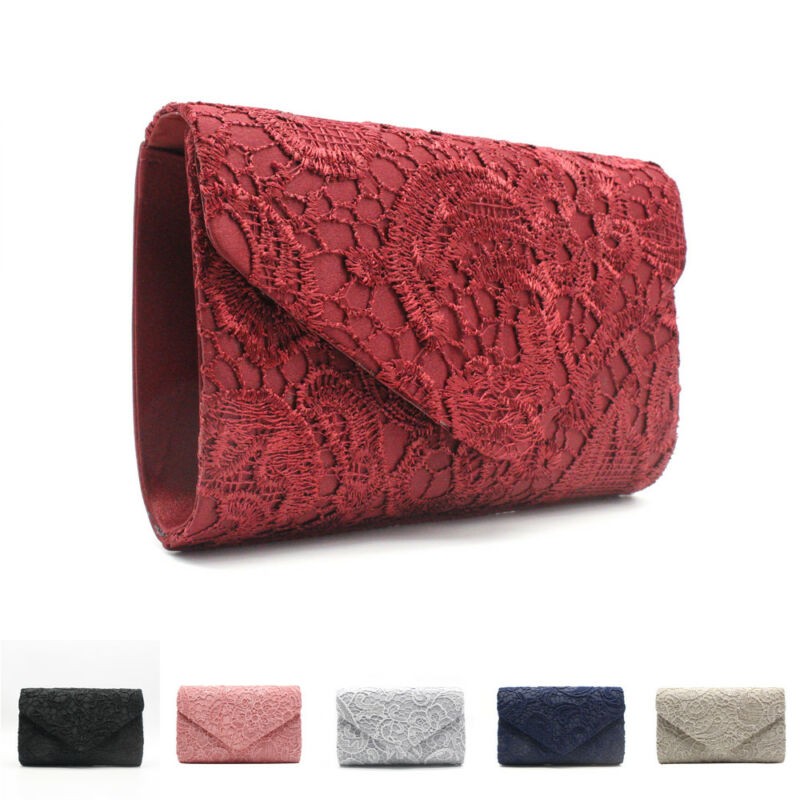 Women Floral Lace Evening Party Women Clutch Bag Bridal Wedding Purse Handbag Ladies Formal Evening Bag Shoulder Bags