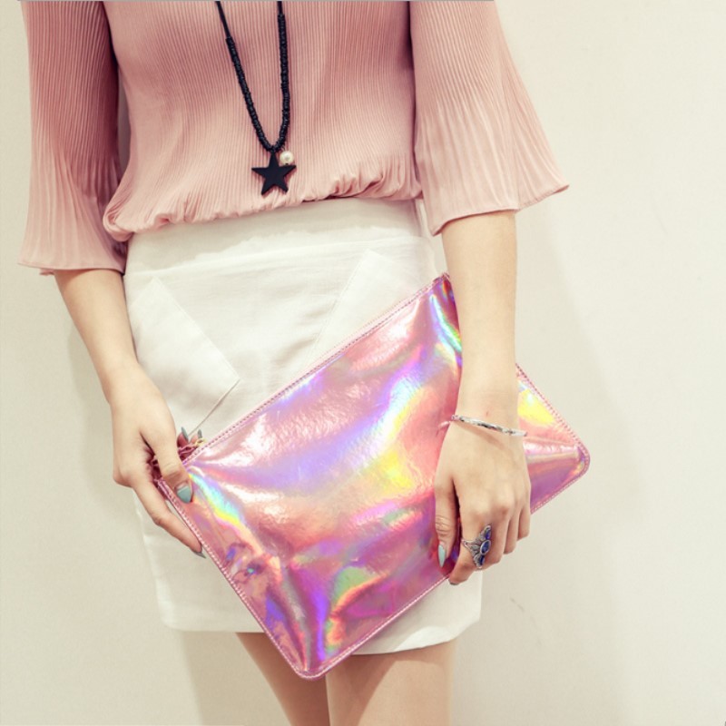 New Hologram Laser Messenger Bags For Teenage Girls Tassel Chains Bag Women Crossbody Bags Optical Maser Laser Leather Bags