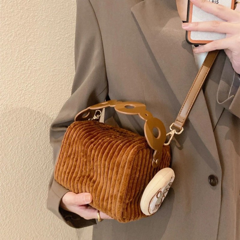 Cute Autumn Winter Corduroy Tote Bag Mini Bag Cute Donut Pendant Messenger Bag Wallet Women's Bag Purse Hand Bag Crossbody Bag