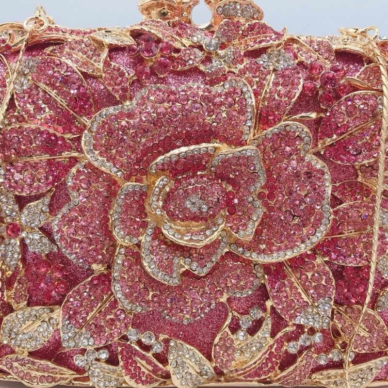 2022 New Arrival Flower Crystal Wedding Bridal Clutch Purse Luxury Designer Women's Dinner Party Cocktail Handbags Diamond Bags