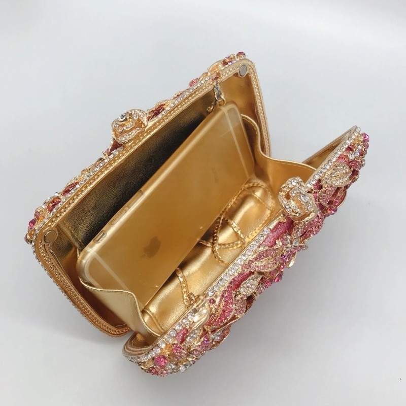 2022 New Arrival Flower Crystal Wedding Bridal Clutch Purse Luxury Designer Women's Dinner Party Cocktail Handbags Diamond Bags