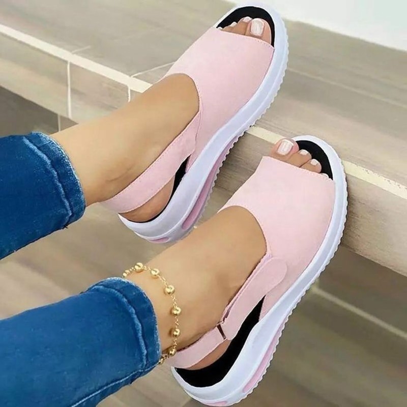 Shoes Summer Women Sandals Peep Toe Sandals Ladies Lightweight Sandals Woman Breathable New Fashion Non-Slip Female Footwear