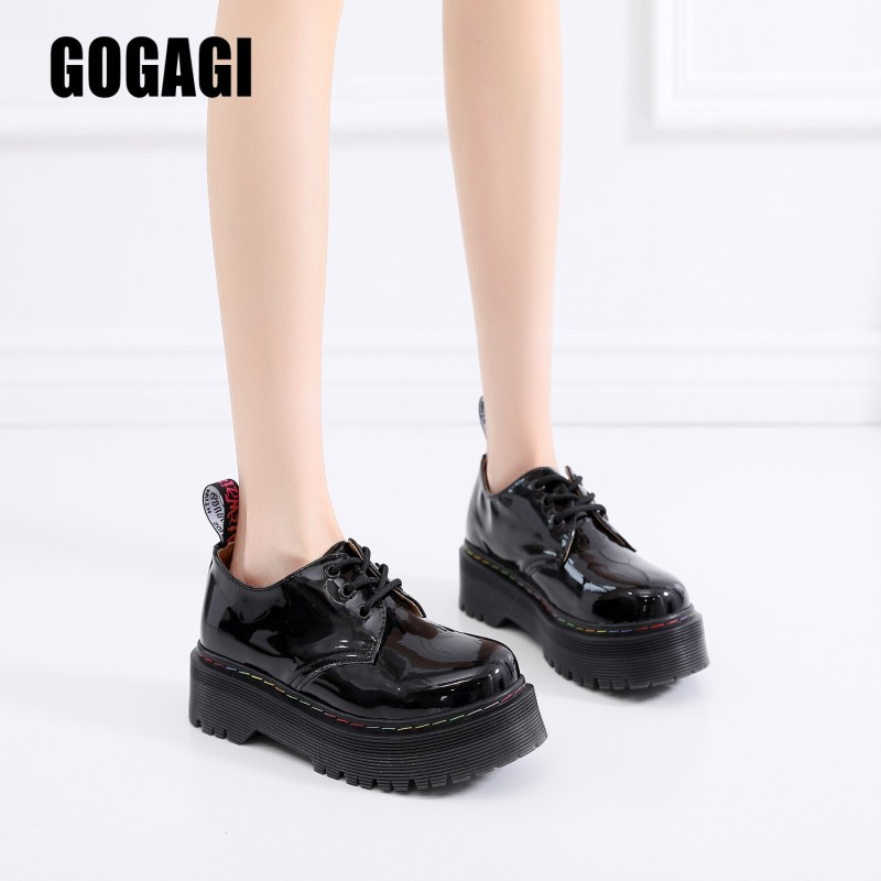 Zapatos Mujer Womens Oxford Shoes Flats Casual One-step Leather Platform Fashion Lace-up Flats Classic Ankle Boots Ladies