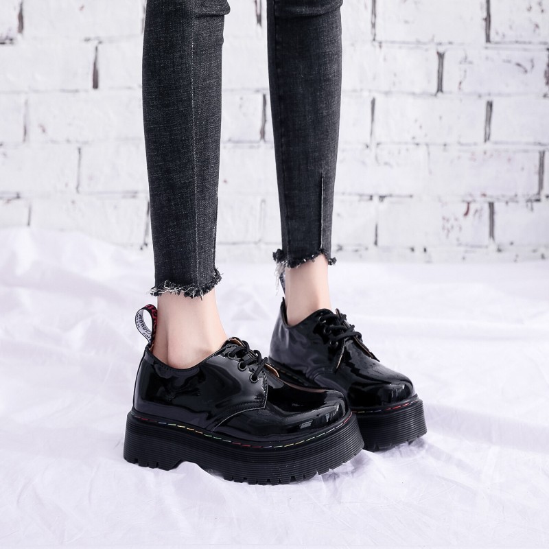 Zapatos Mujer Womens Oxford Shoes Flats Casual One-step Leather Platform Fashion Lace-up Flats Classic Ankle Boots Ladies