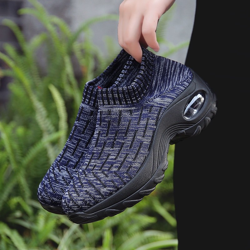 Women Fashion Sneakers Air Cushion Increasing Height Walking Fitness Shoes Comfortable Breathable Casual Shoes Tenis Feminino