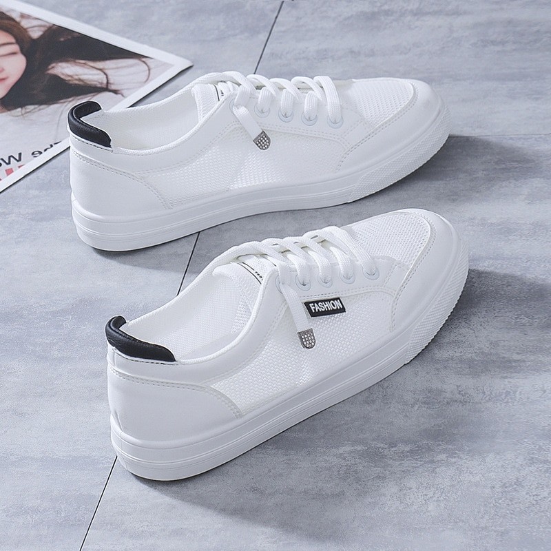 Women Sneakers Women's Vulcanize Shoes Spring  Autumn Breathable Flats Solid Color Mesh Shoes Young Woman Casual White Shoes