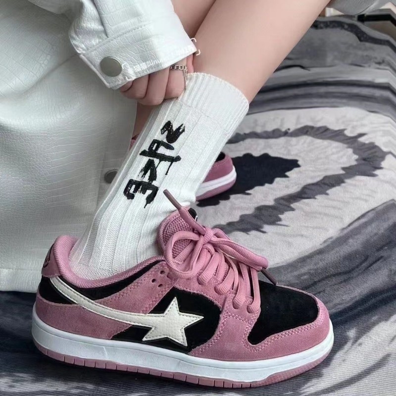 HOUZHOU Star Pink Shoes Y2k Harajuku Casual Platform Sneakers Women Korean Fashion Girls Designer Preppy Style Flats Female