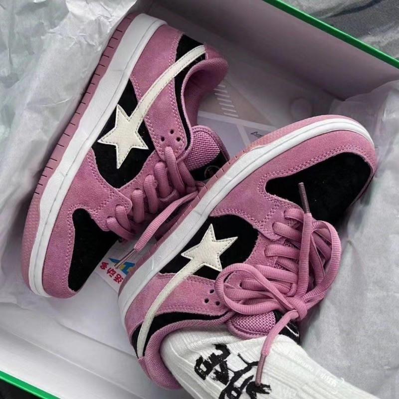 HOUZHOU Star Pink Shoes Y2k Harajuku Casual Platform Sneakers Women Korean Fashion Girls Designer Preppy Style Flats Female