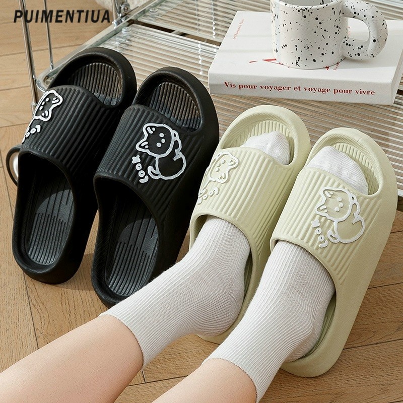 2023 Summer Women Slippers Bath Thick Platform Non-Slip Home Cat Cartoon Flip Flops Beach Sandals Ladies Slides Indoor Outdoor